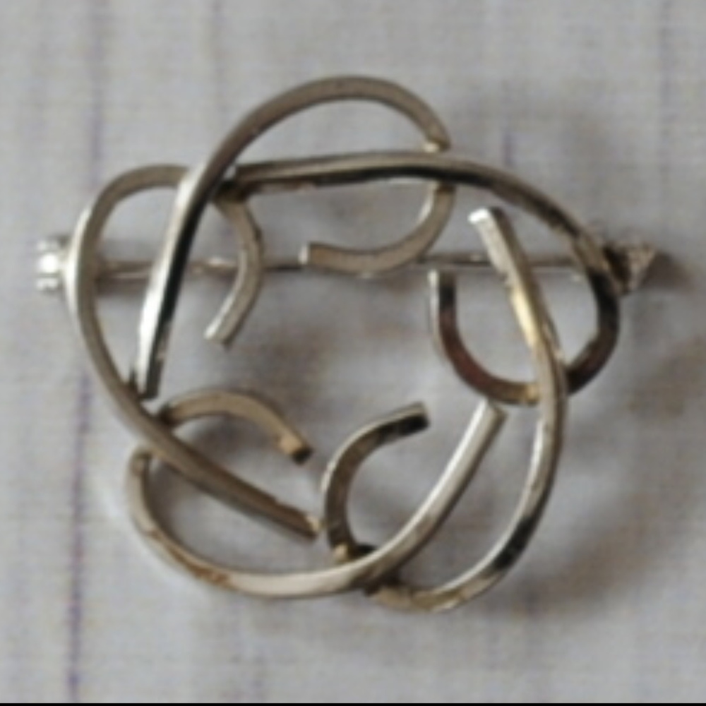 vintage 925 sterling silver swirl brooch pin flower